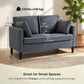 55" Loveseat Sofa, Modern Linen Upholstered Couch with Spring Cushion, 2 Pillows, Dark Grey
