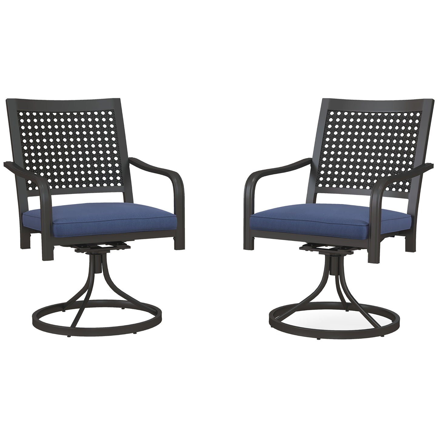 Patio Swivel Chairs with Cushion, Outdoor Swivel Rocker with Curved Armrests, Red