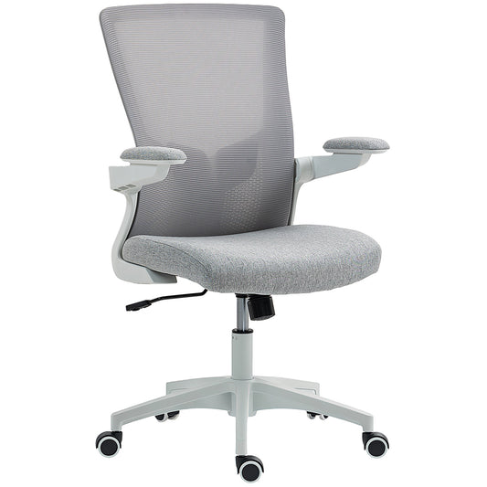 Ergonomic Office Chair with Lumbar Support and Flip-Up Arms - Grey
