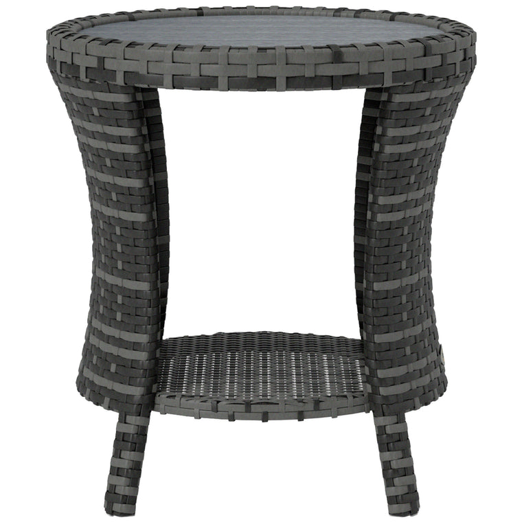 18" Wicker Coffee Table with 2-Tier Storage