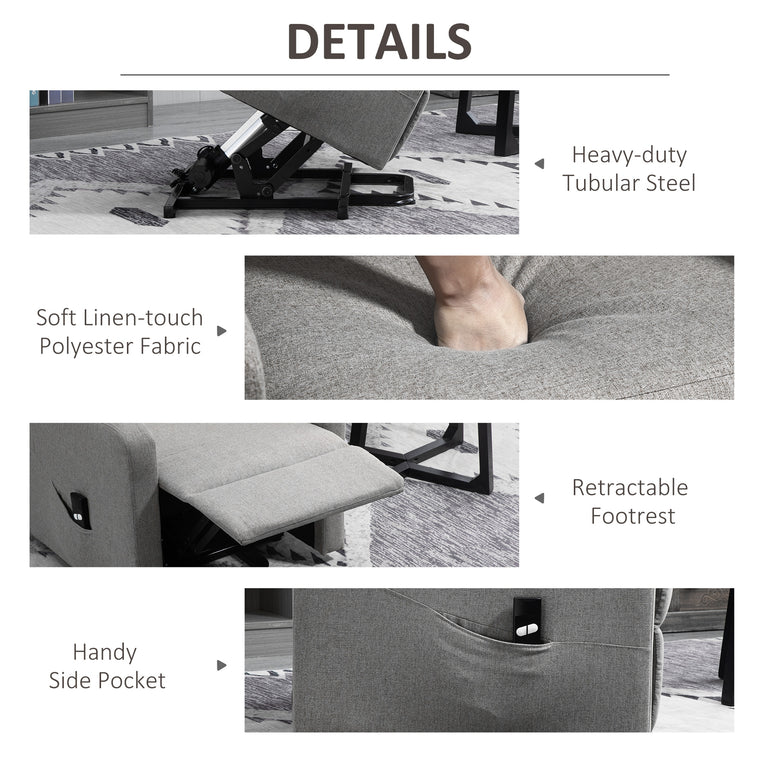 Power Lift Recliner with Remote - Grey