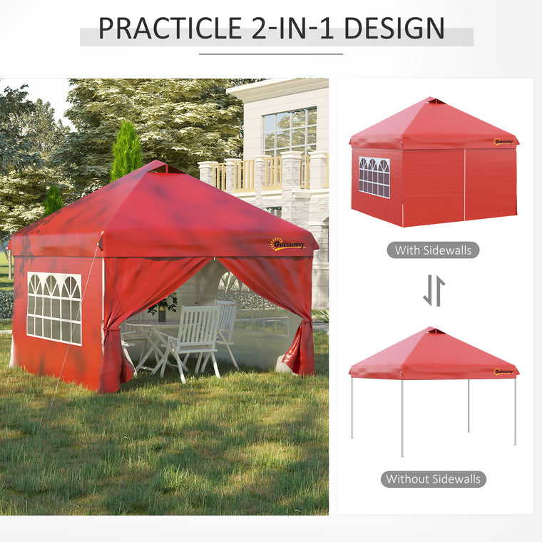 10' x 10' Red Pop Up Sun Shelter with Wheeled Bag