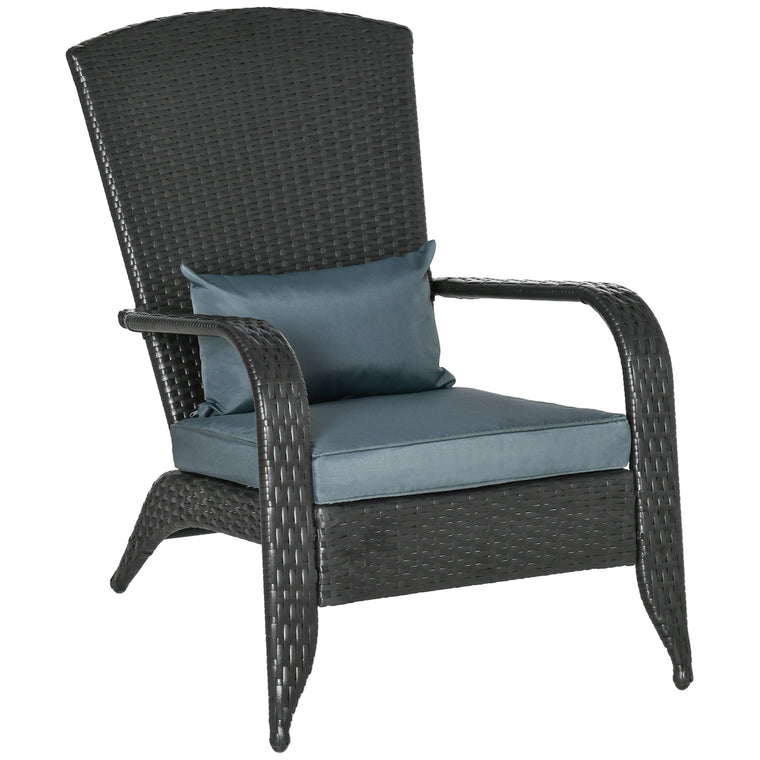 Light Grey PE Rattan Adirondack Chair with Cushions