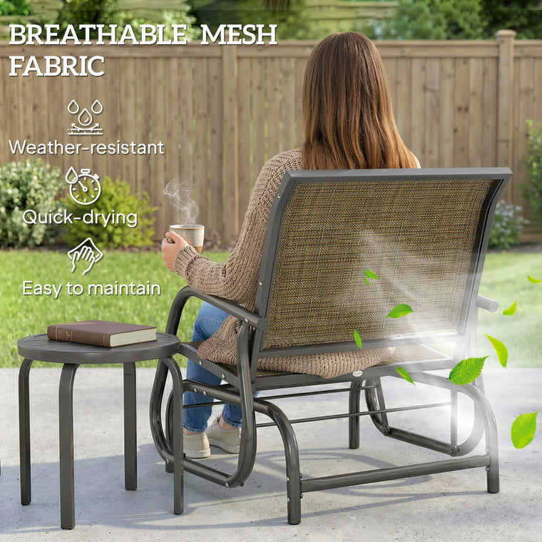Patio Glider Chair with Mesh Seat & Metal Frame