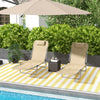 Folding Outdoor Lounge Chair Set of 2, Reclining Tanning Chair with 5-Position Adjustable Backrest, Brown