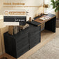 L Shaped Computer Desk Home Office Desk with 6 Drawers Black Wood Grain