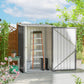 3.3' x 3.4' Lean-to Garden Storage Shed, Outdoor Galvanized Steel Tool House with Lockable Door for Patio Grey