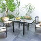 Extendable Patio Dining Table, Tempered Glass Aluminum Outdoor Table for Garden Lawn Backyard, Clear