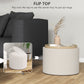 Round Coffee Table, End Table with Hidden Storage and Tray Top, Linen Upholstered Footrest for Living Room