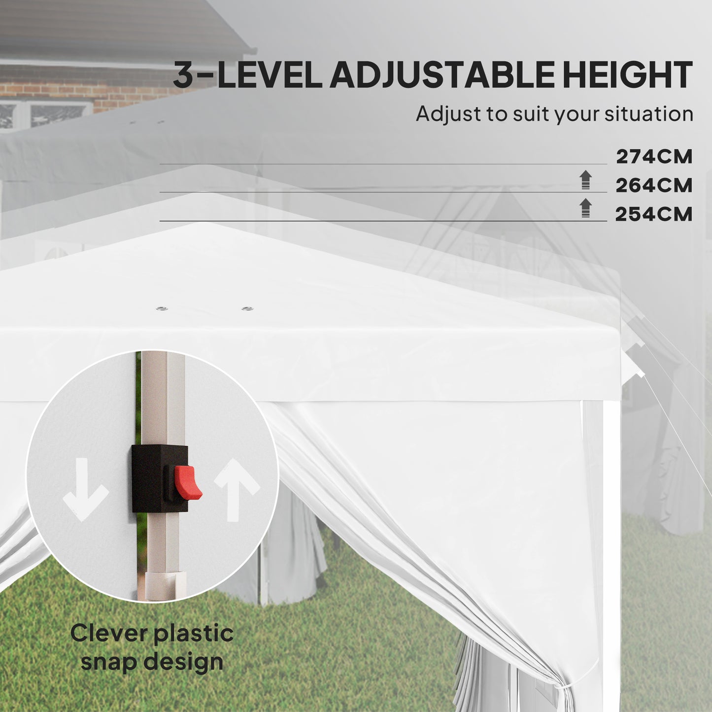10' x 10' Pop-Up Canopy Tent with Sidewalls, Height-Adjustable, Carry Bag Included, for Outdoor, Garden, Patio, White