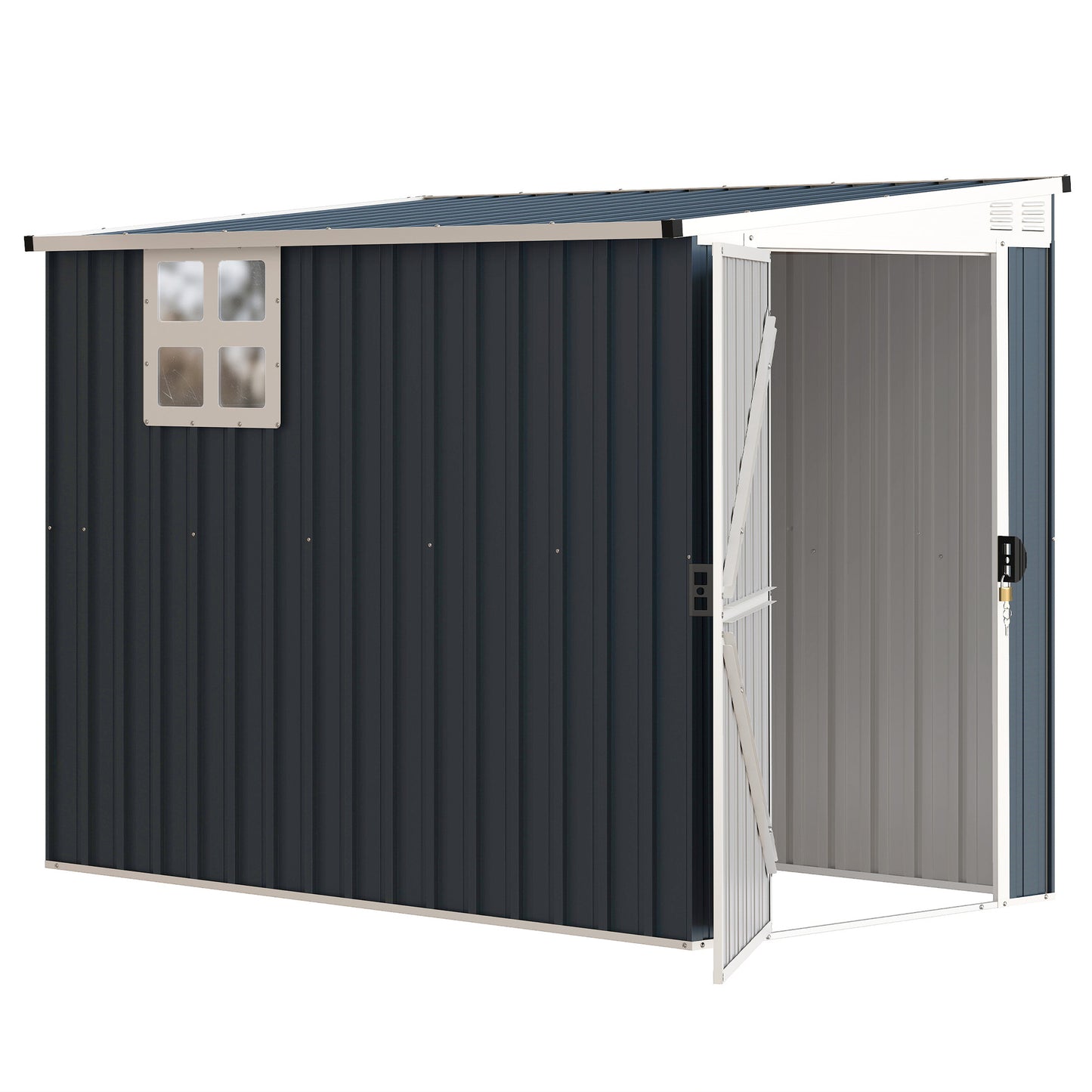 Outdoor Storage Shed, Metal Garden Shed with Window, 2 Vents and Lockable Door for Backyard, Garden, Patio