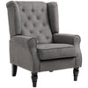 Button-Tufted Fabric Accent Chair with Wood Legs - Charcoal Grey