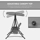 3 Person Porch Swing Outdoor Swing Chair with High Back Design, Side Pouches and Adjustable Canopy, Dark Grey