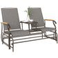 Outdoor 2-Person Glider Bench, Outside Swing Glider Chair Loveseat with Breathable Mesh, Table, Steel Frame