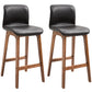 Modern Bar Stools Set of 2, Counter Height Bar Chair with PU Leather Wooden Frame Padding Seats for Dining Room Home Bar, Dark Brown