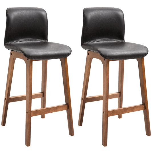 Counter Height PU Leather Bar Stools Set of 2 - Dark Brown