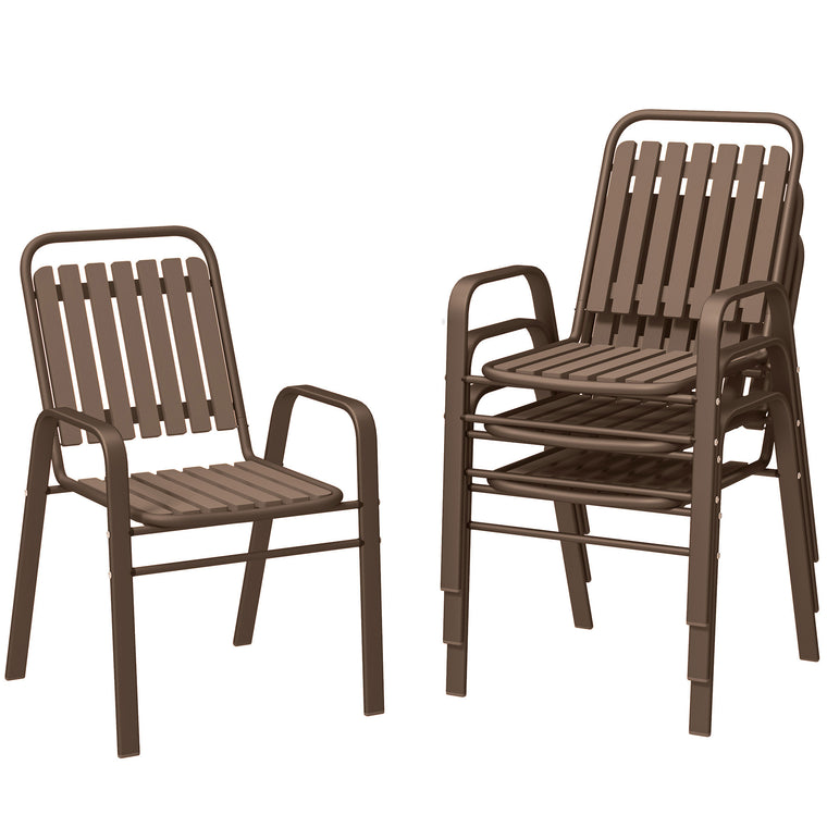 Stackable Outdoor Dining Chairs, Set of 4
