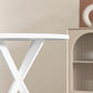 29" Dining Table, Contemporary Round Kitchen Table with Steel Legs, White