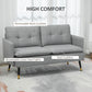 55" Loveseat Sofa, Linen Love Seat w/ S spring, Steel Legs and Button Tufting, Small Couch for Living Room, Grey