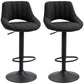 Swivel Bar Stools Set of 2, Linen Upholstered Counter Height Barstools with Round Metal Base