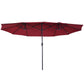 15ft Double-sided Patio Umbrella with Twin Canopy, Extra Large Outdoor Parasol with Crank for Pool, Deck, Market, Wine Red