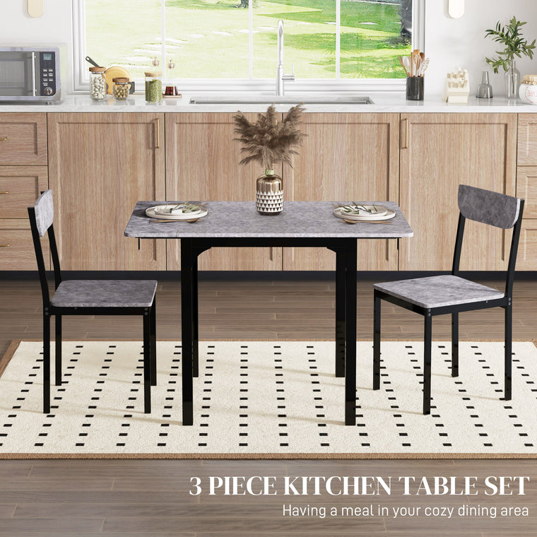 Drop-Leaf Dining Table Set for 2 - Natural