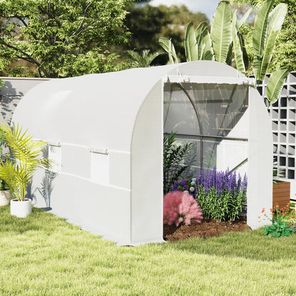 14.6' x 6.6' x 6.6' White Tunnel Greenhouse with Vent Window