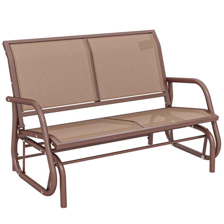 Coffee Brown Outdoor Glider Bench with Mesh Fabric
