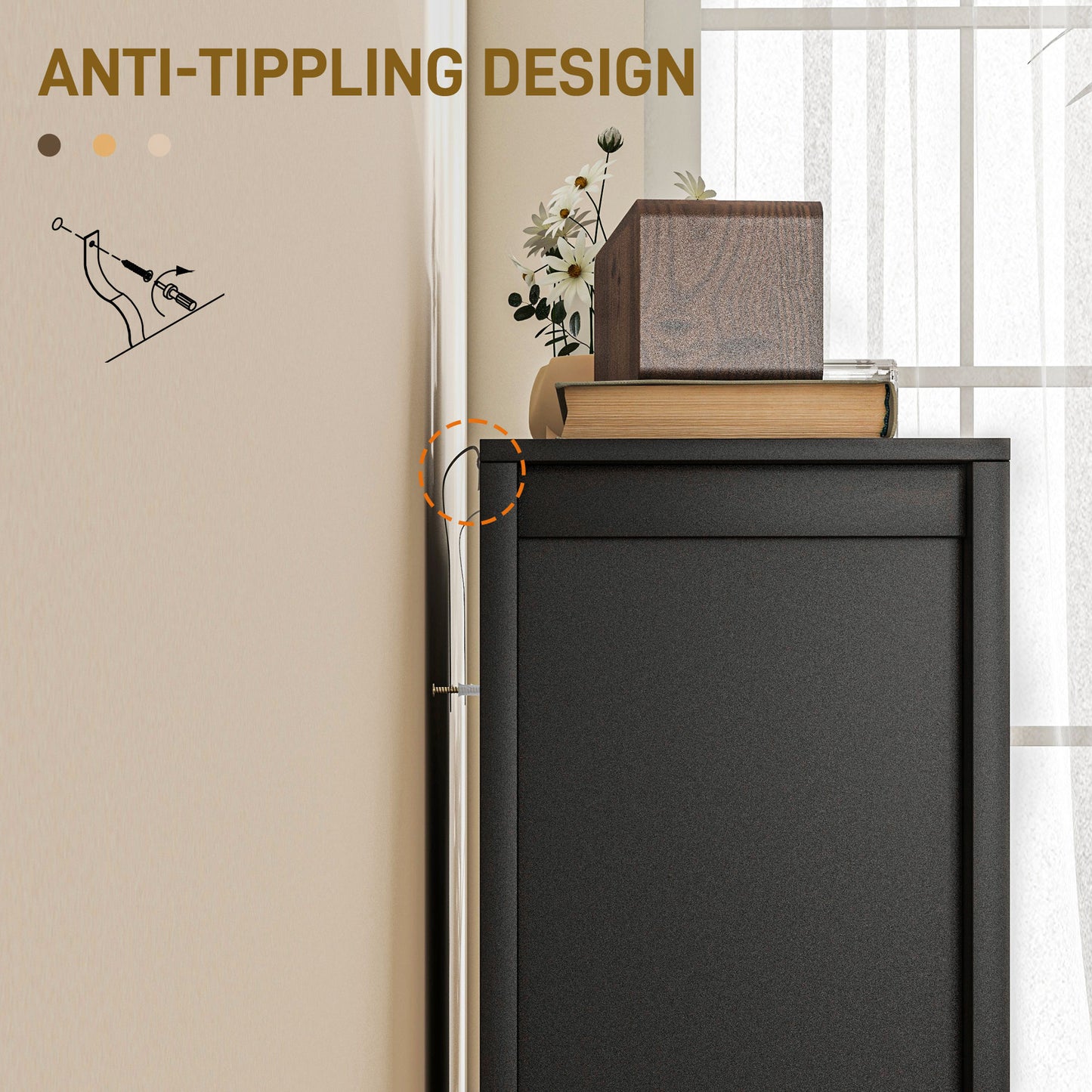 Sideboard Buffet, Kitchen Storage Cabinet with Barn Door and Adjustable Shelves, Storage Pantry, Black Oak