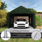 12 x 20ft Carport with 2 Roll-Up Doors, 4 Windows, Portable Garage with Removable Sidewalls for Car, Truck, Dark Green