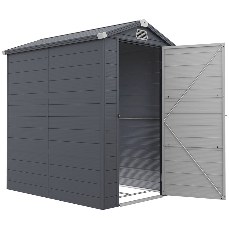 4.5' x 6' Plastic Garden Shed with Latch Door and Vents