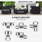 Outdoor Furniture with Table, Wicker Furniture with Loveseat and 2 Chair for Garden, Poolside, Cream