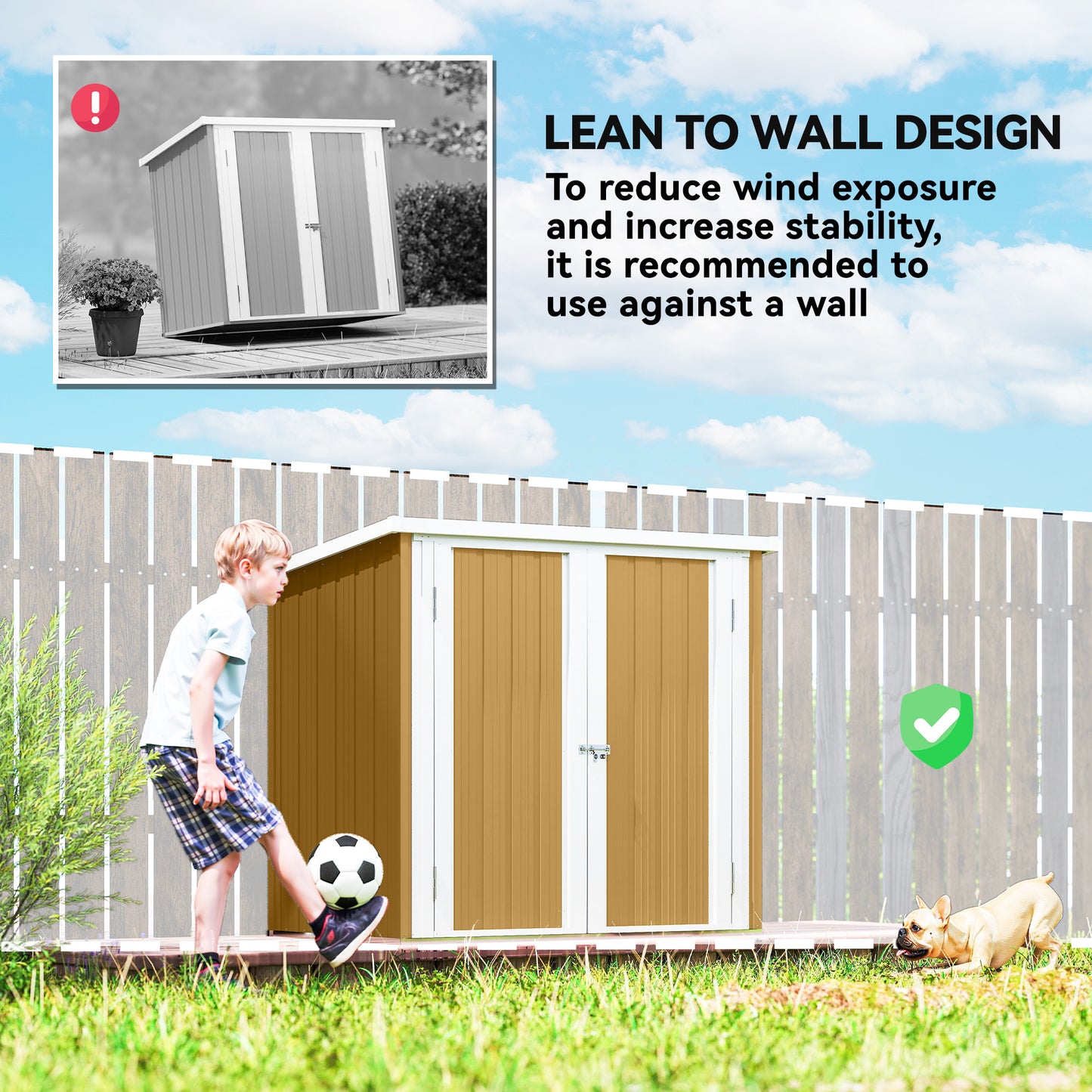5' x 3' Metal Garden Storage Shed, Tool House with Double Doors for Backyard, Patio, Lawn