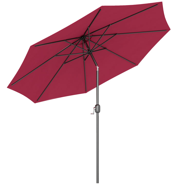 10' x 8' Wine Red Round Market Umbrella with Crank & Tilt