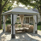 10' x 10' Patio Gazebo, UPF50+ Double Roof Outdoor Gazebo Canopy with Netting and Curtains, Steel Frame, Light Grey