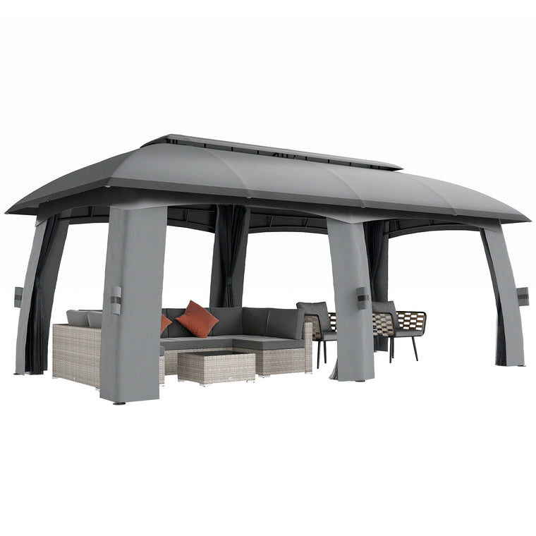 10' x 20' Dark Grey Patio Gazebo with Vented Roof