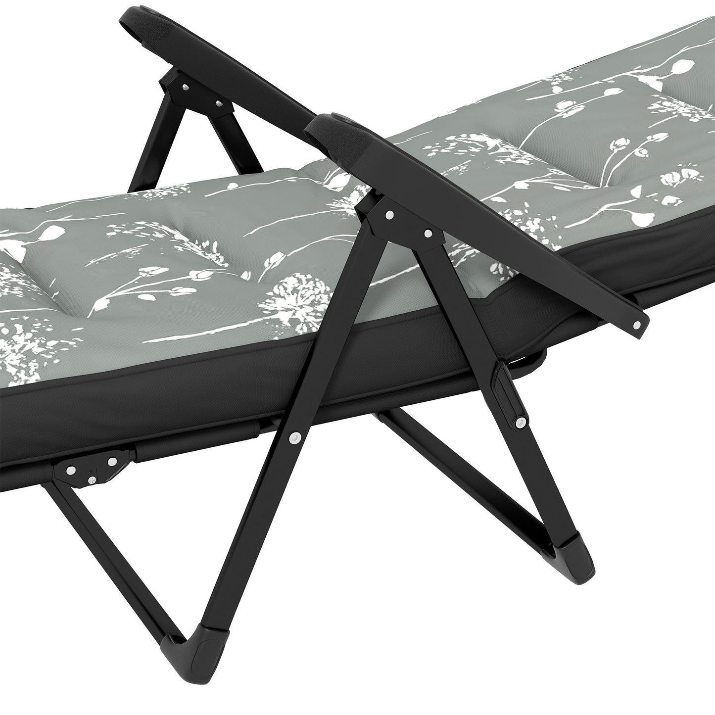 Folding Outdoor Lounge Chair with Cushion, Adjustable Backrest, Reclining Patio Garden Chair with Footrest, Wine Red