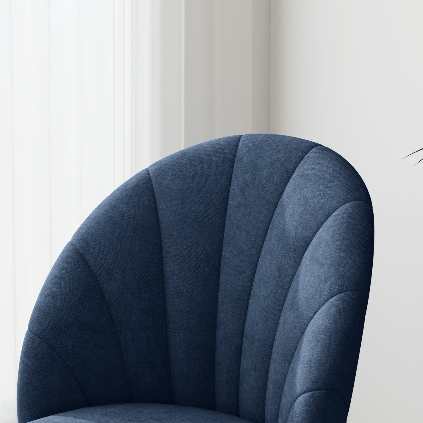 Modern Dining Chairs Set of 4, Upholstered Dining Room Chairs with Metal Legs, Shell Backrest, Padded Seat, Blue