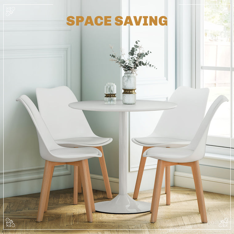 Round Dining Set for 4 with Pedestal Base - White