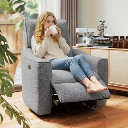 Chenille Power Recliner Chair with USB Ports