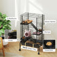 47"H Ferret Cage, Large 4-Tier Guinea Pig Cage with Wheels, Ramps, Bowl, Water Bottle & Removable Tray, Black