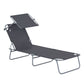 Outdoor Lounge Chair, Adjustable Folding Chaise Lounge, Tanning Chair with Sun Shade for Beach, Camping, Hiking, Backyard, Light Grey