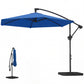 9.7 ft Offset Patio Umbrella with Water/Sand Fillable Weights, Garden Hanging Parasol with Locking Latch, Navy Blue