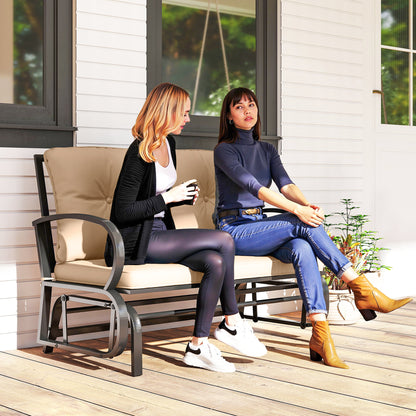 2-Person Glider Loveseat with Steel Frame and Cushions