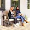 2-Person Outdoor Glider Chair, Patio Double Rocking Loveseat with Steel Frame and Cushions for Backyard, Garden and Porch, Khaki