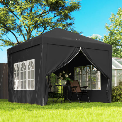 10' x 10' Black Pop-Up Party Tent Gazebo with Carry Bag