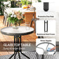 3 Pieces Bistro Set, Small Patio Furniture Set with Stackable Mesh Chairs, Glass Table for Garden, Balcony, Grey