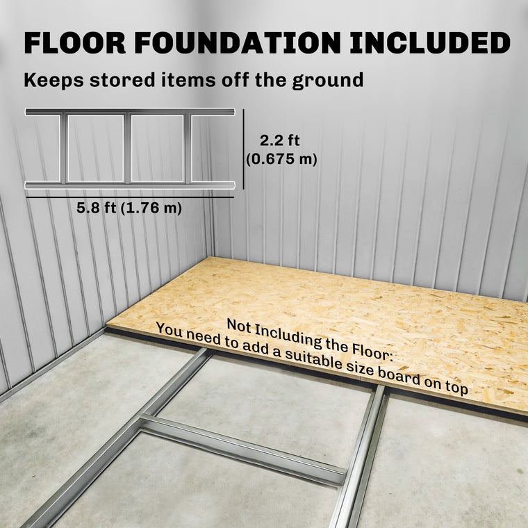 6.5' x 4' Tool Shed with Sliding Doors and Foundation Kit
