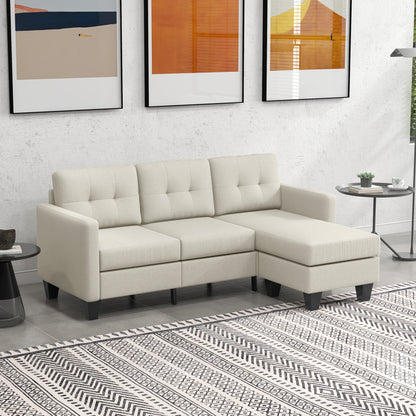 3-Seater L-Shaped Sectional with Ottoman