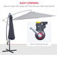 10' Deluxe Patio Umbrella Outdoor Market Parasol Banana Hanging Offset Sunshade Crank Cross Base Black